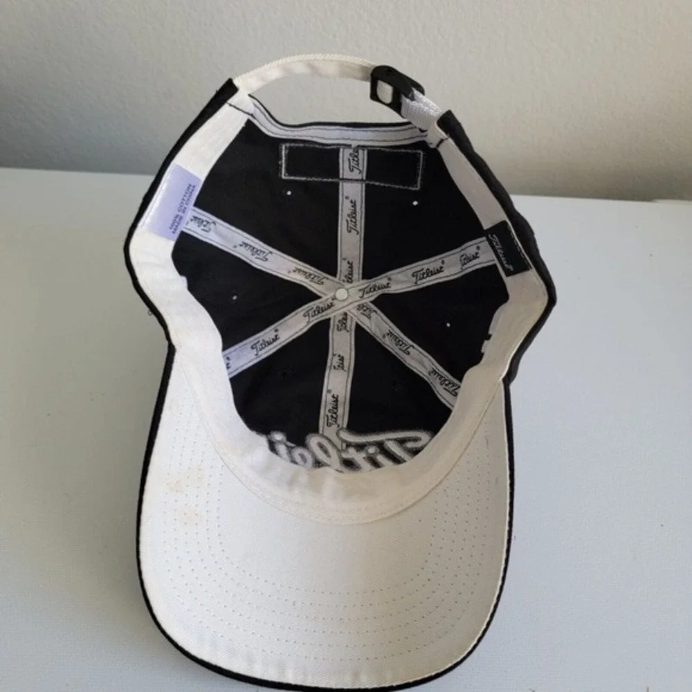 Titleist FootJoy FJ Golf Strapback Hat‎ Cap Logo Black Silver Adjustable Men